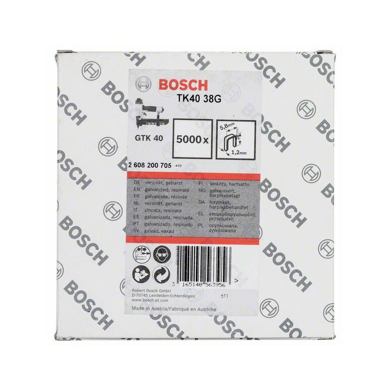 Bosch Schmalrückenklammer TK40 38G, 5,8 mm, 1,2 mm, 38 mm, verzinkt (2 608 200 705), image 