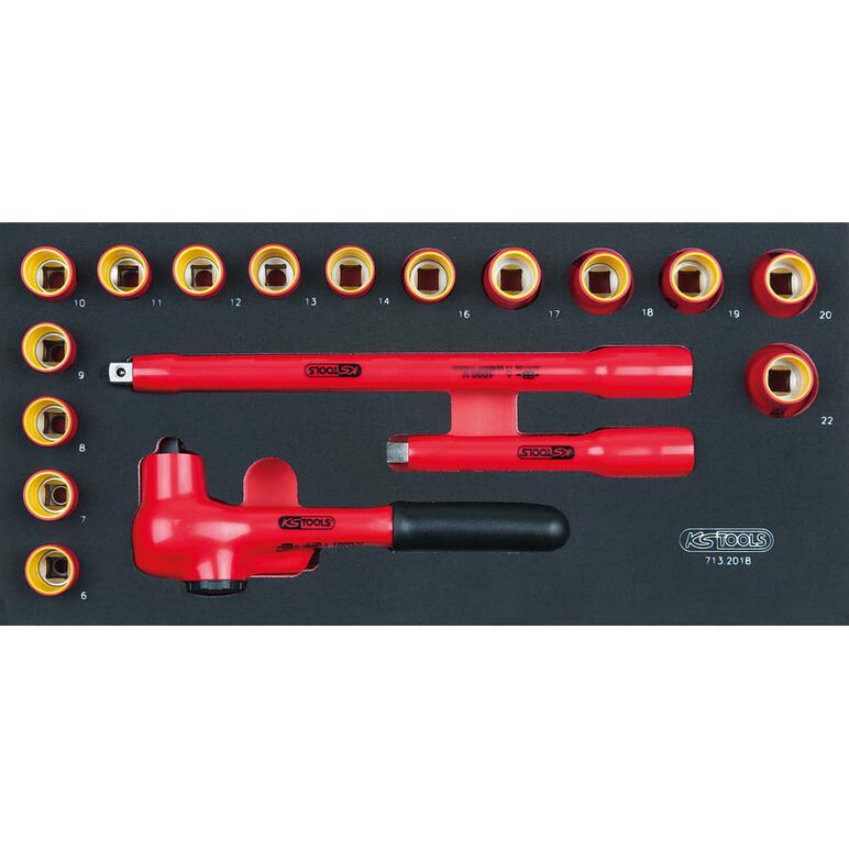 KS Tools SCS 3/8" VDE Steckschlüssel-Satz, 18-tlg in 1/3 Systemeinlage, image 