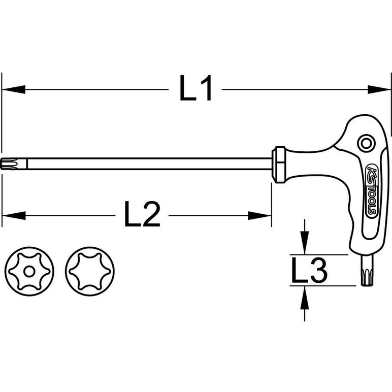 KS Tools T-Griff-Torx-Winkelstiftschlüssel,Bohrung, TB9, image _ab__is.image_number.default