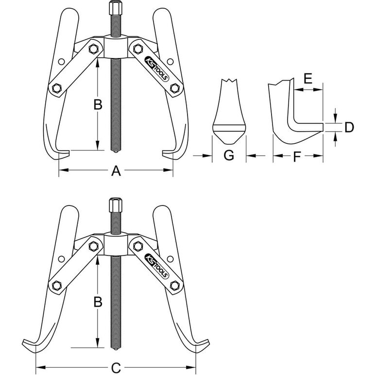 KS Tools Universal-Abzieher 2-armig, 20-200mm, image _ab__is.image_number.default