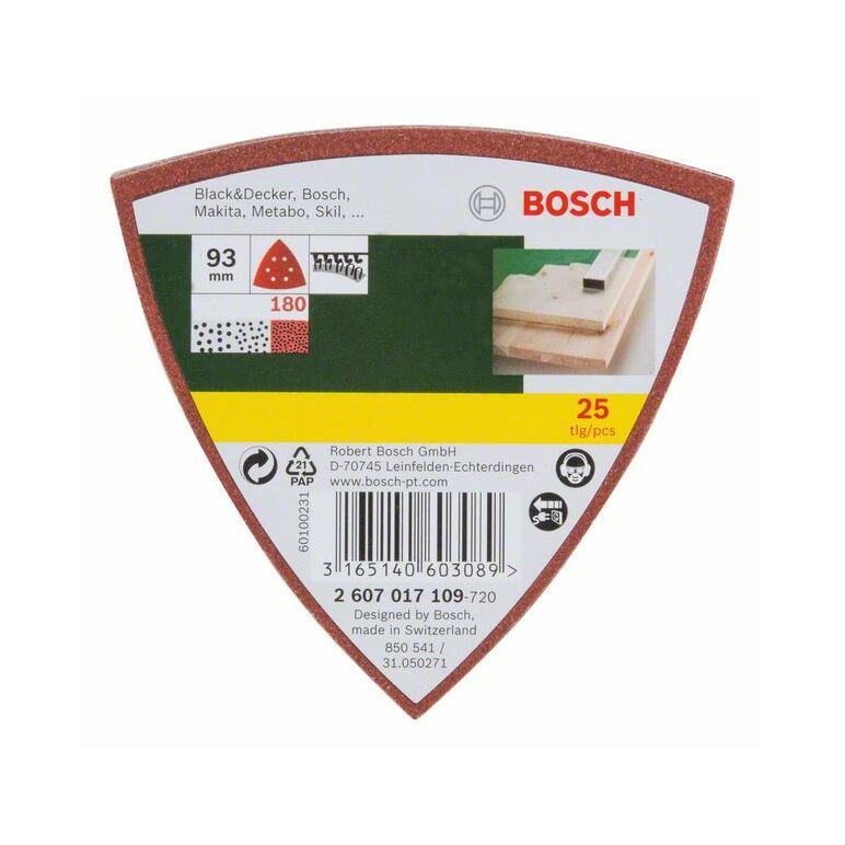 Bosch Schleifblatt-Set für Deltaschleifer, 93 mm, 180, 6 Löcher, 25er-Pack (2 607 017 109), image 