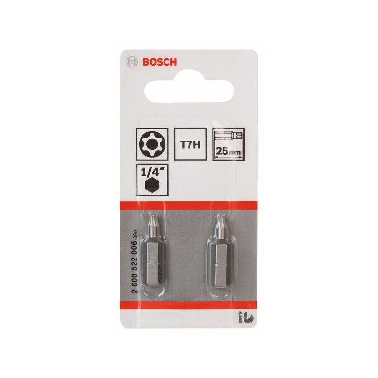 Bosch Security-Torx-Schrauberbit Extra-Hart T7H, 25 mm, 2er-Pack (2 608 522 006), image 