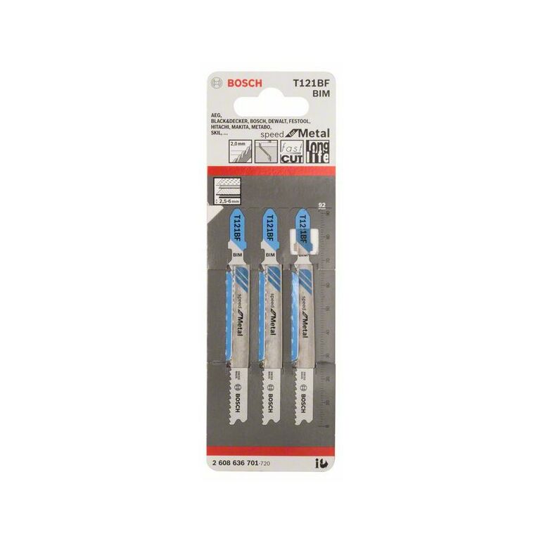 Bosch Stichsägeblatt T 121 BF Speed for Metal, 3er-Pack (2 608 636 701), image 