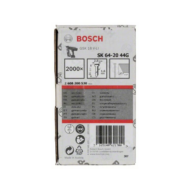 Bosch Senkkopf-Stift SK64 20G, 44 mm verzinkt (2 608 200 530), image _ab__is.image_number.default