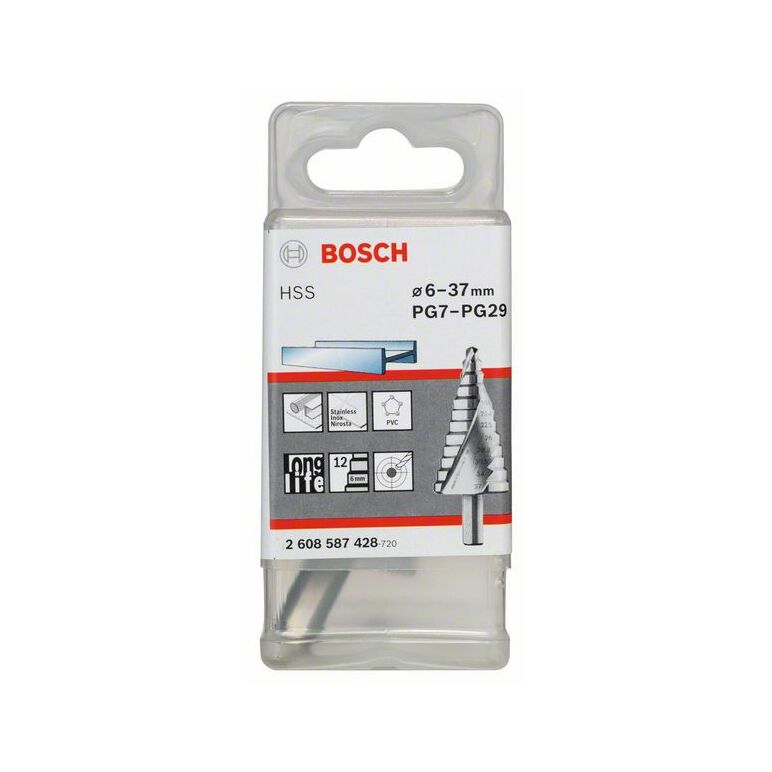 Bosch Stufenbohrer HSS, für Kabelverschraubungen, 6 - 37 mm, 10 mm, 93 mm, 12 Stufen (2 608 587 428), image _ab__is.image_number.default