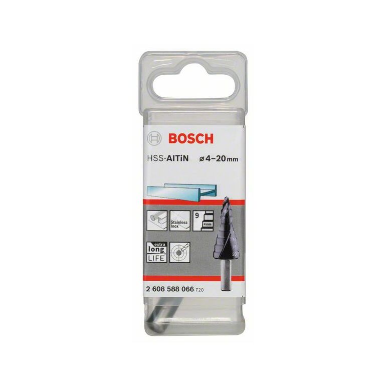 Bosch Stufenbohrer HSS-AlTiN, 4 - 20 mm, 6 mm, 50 mm, 9 Stufen (2 608 588 066), image 