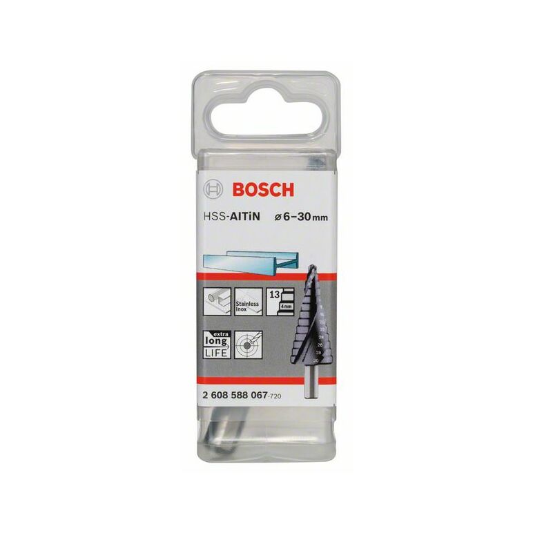 Bosch Stufenbohrer HSS-AlTiN, 6 - 30 mm, 10 mm, 93,5 mm, 13 Stufen (2 608 588 067), image _ab__is.image_number.default