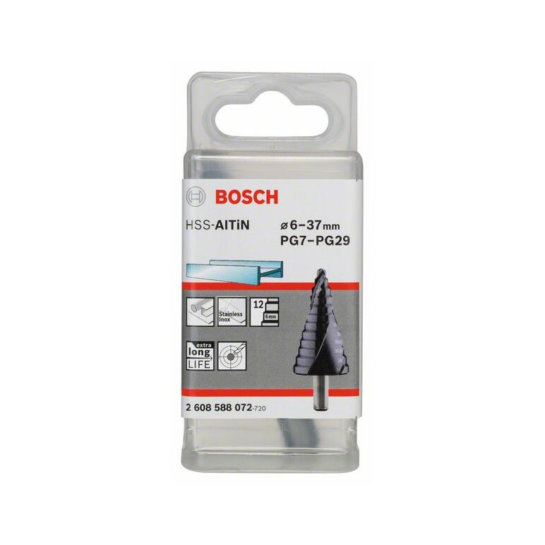 Bosch Stufenbohrer HSS-AlTiN, 6 - 37 mm, 10 mm, 93 mm, 12 Stufen (2 608 588 072), image 