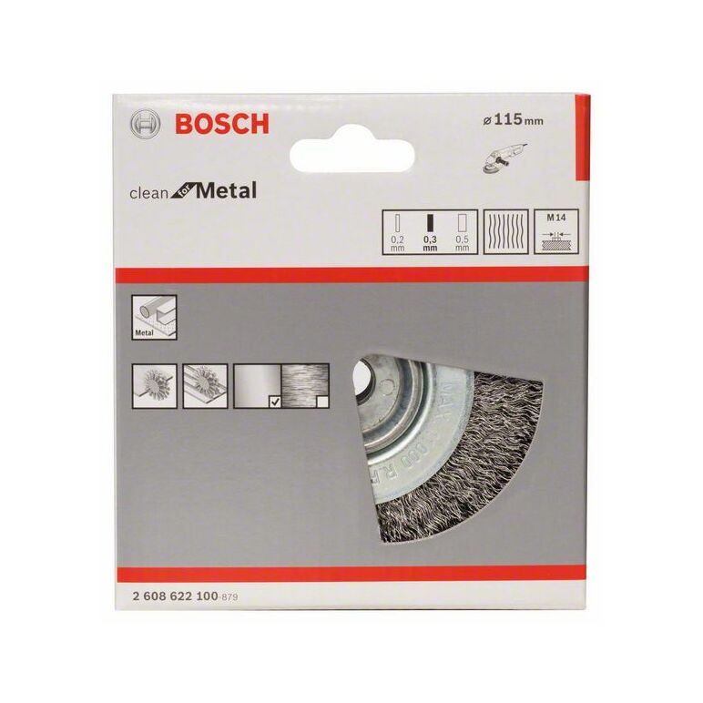 Bosch Scheibenbürste, gewellt, 115 mm, 0,3 mm, 11000 U/min, M14 (2 608 622 100), image 