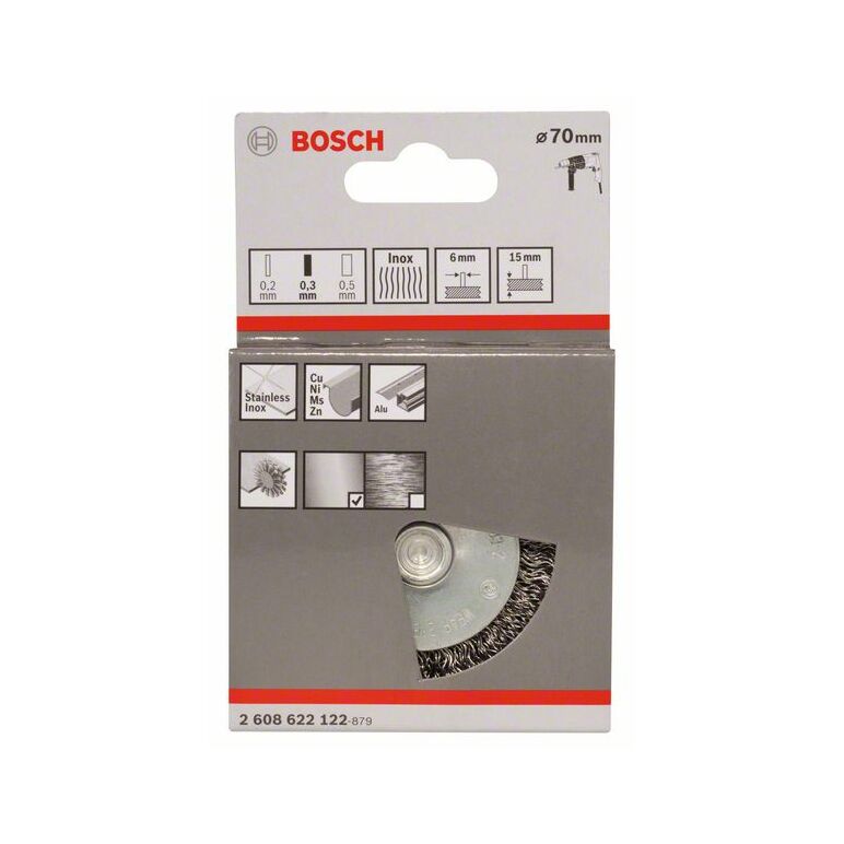 Bosch Scheibenbürste, gewellt, rostfrei, 70 mm, 0,3 mm, 15 mm, 4500 U/ min (2 608 622 122), image _ab__is.image_number.default