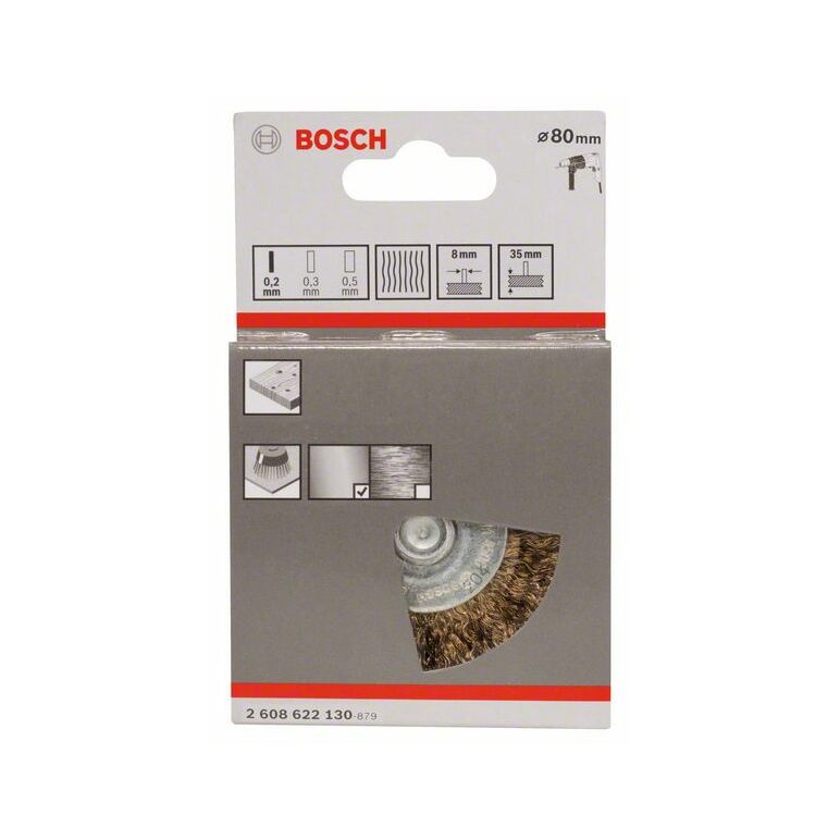 Bosch Scheibenbürste, gewellt, vermessingt, 80 mm, 0,2 mm, 35 mm, 4500 U/ min (2 608 622 130), image 