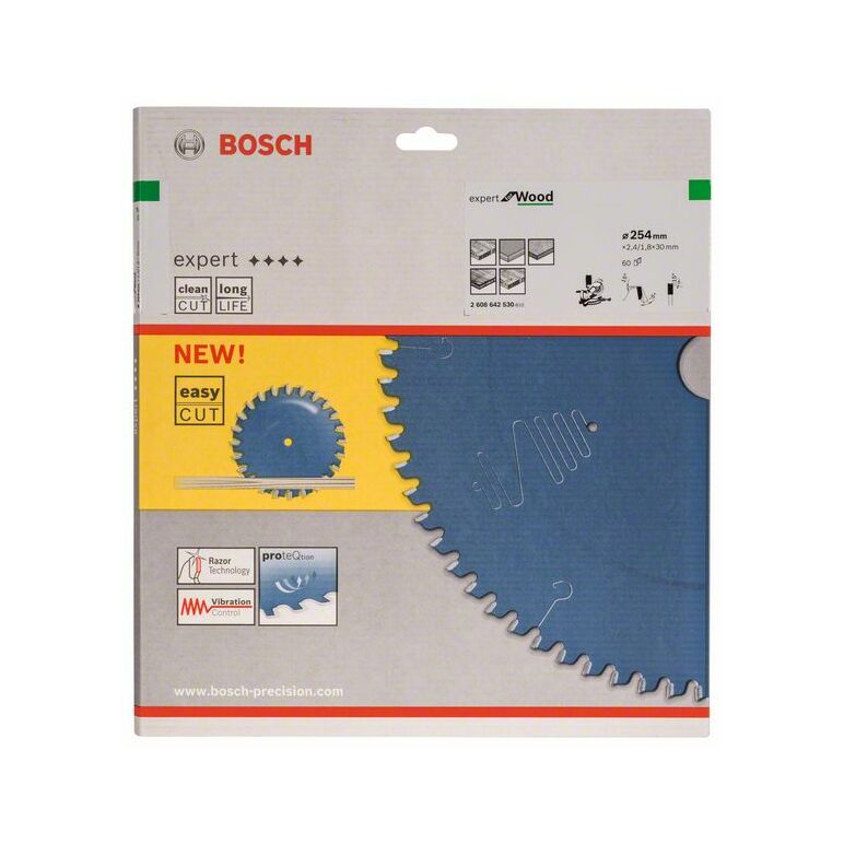 Bosch Kreissägeblatt Expert for Wood, 254 x 30 x 2,4 mm, 60 (2 608 642 530), image 