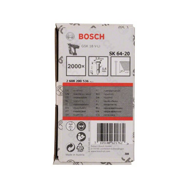 Bosch Senkkopf-Stift SK64 20NR, 63 mm Edelstahl (2 608 200 536), image _ab__is.image_number.default