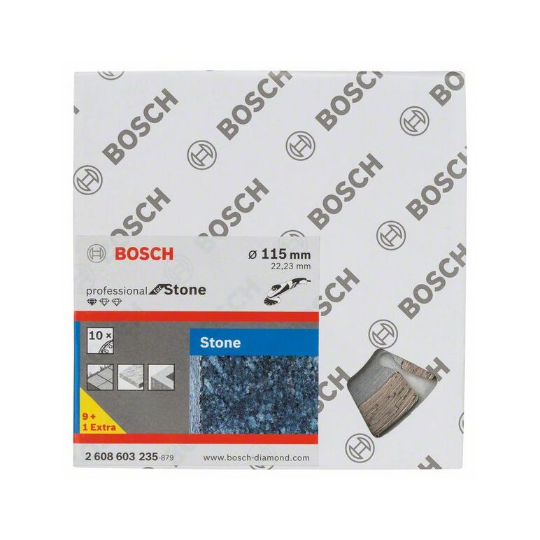 Bosch Diamanttrennscheibe Standard for Stone, 115 x 22,23 x 1,6 x 10 mm, 10er-Pack (2 608 603 235), image 