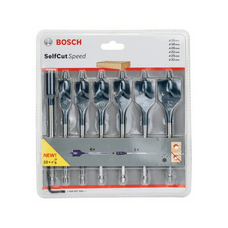 Bosch Flachfräsbohrer-Set Self Cut Speed, 7-teilig, 16 - 32 mm (2 608 587 009), image 