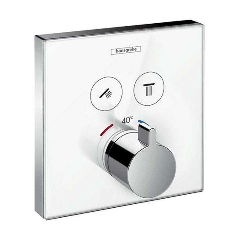 hansgrohe Thermostat SHOWERTABLET SELECT GLAS Unterputz, für 2 Verbraucher weiß/chrom, image 