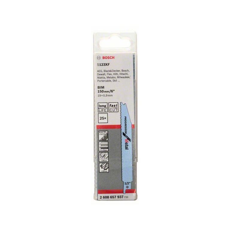 Bosch Säbelsägeblatt S 123 XF Progressor for Metal, 25er-Pack (2 608 657 937), image 