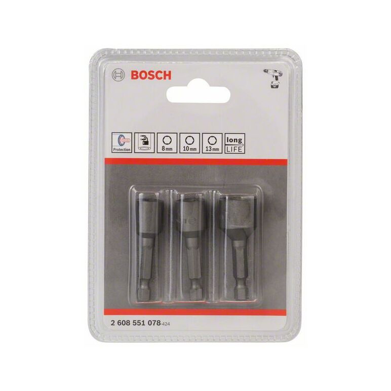 Bosch Steckschlüssel-Pack, 3-teilig, 50 mm, 8, 10, 13 mm (2 608 551 078), image _ab__is.image_number.default