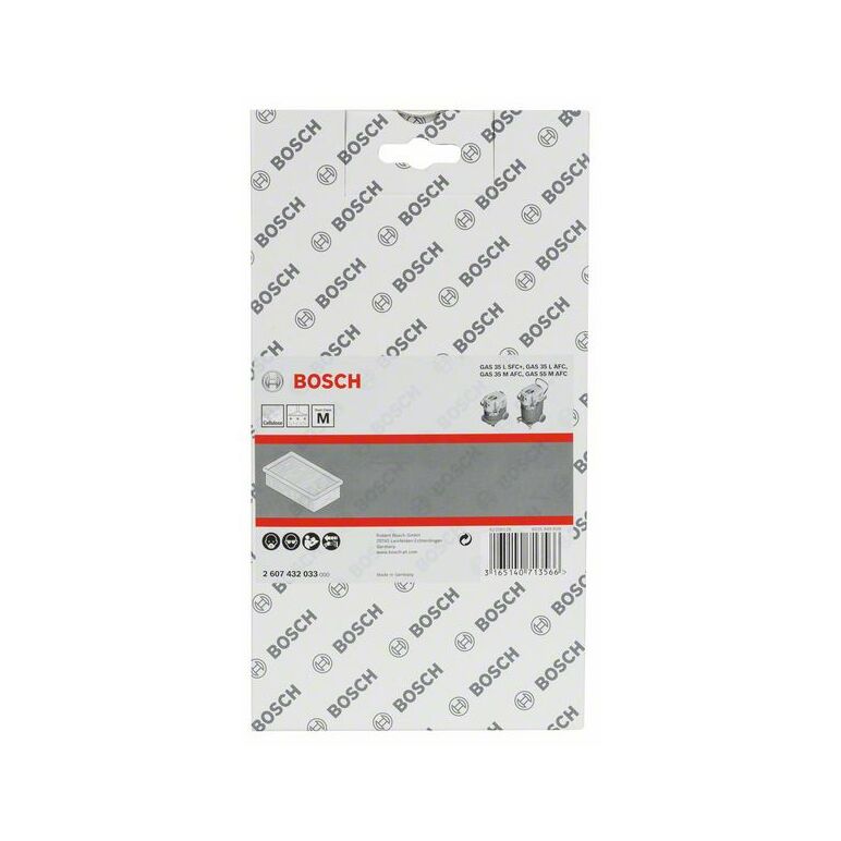 Bosch Flachfaltenfilter, Zellulose, 6150 cm², 240 x 140 x 56 mm (2 607 432 033), image 
