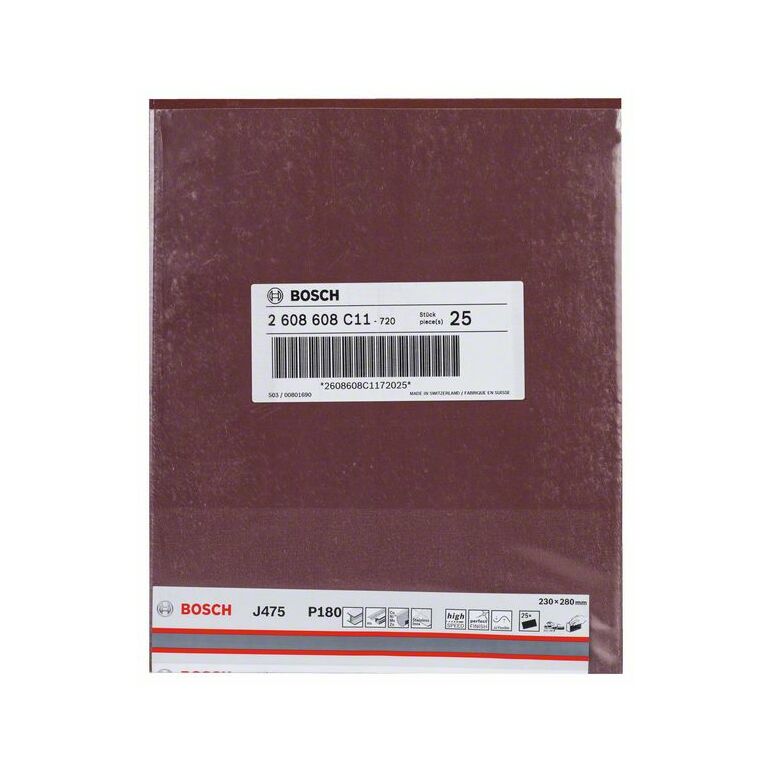 Bosch Schleifblatt Papier J475, Best for Metal, 230 x 280 mm, 180, ungelocht, 1er-Pack (2 608 608 C11), image _ab__is.image_number.default