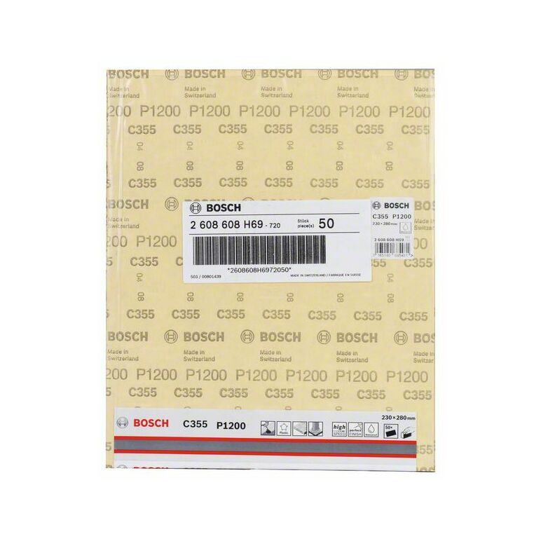 Bosch Schleifblatt C355, Papierschleifblatt, 230 x 280 mm, 1200 (2 608 608 H69), image 