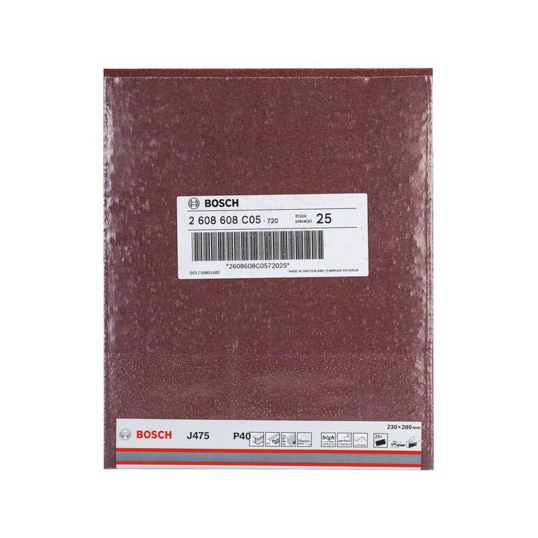 Bosch Schleifblatt Papier J475, Best for Metal, 230 x 280 mm, 40, ungelocht, 1er-Pack (2 608 608 C05), image _ab__is.image_number.default