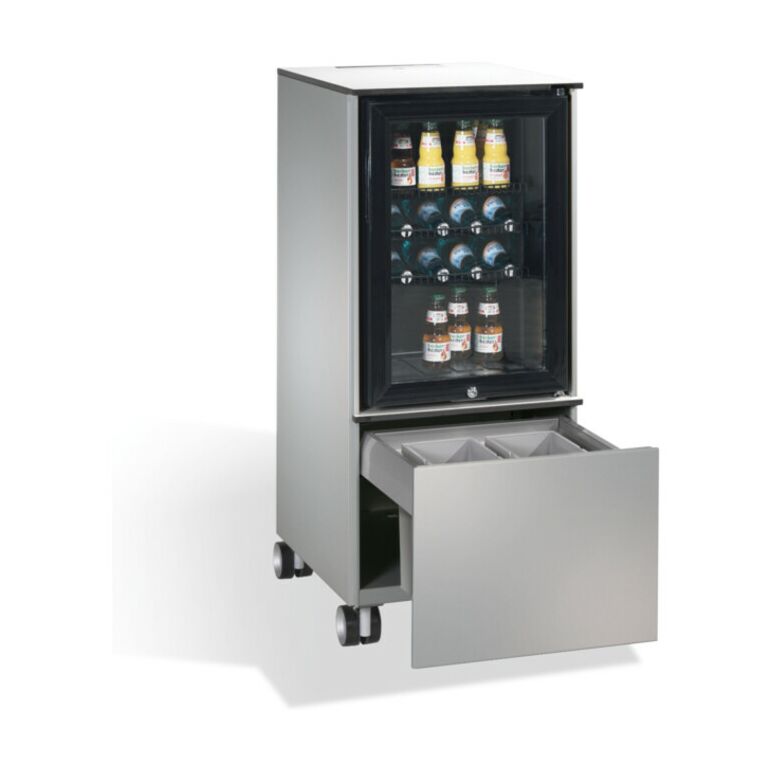 C+P Kühlschrank-Caddy Asisto mit Abfallsammler, H1150xB500xT600mm Weißaluminium, image 
