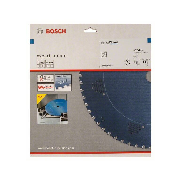 Bosch Kreissägeblatt Expert for Steel, 254 x 25,4 x 2,6 mm, 60 (2 608 643 059), image _ab__is.image_number.default