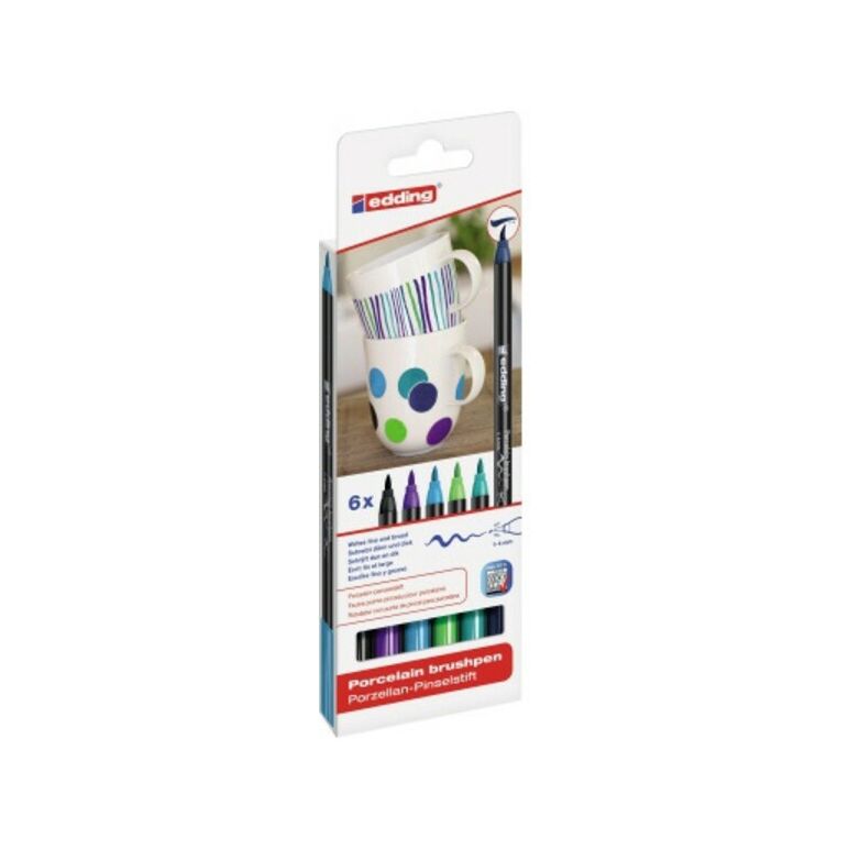 edding Pinselstift 4200 4-4200-6099 Porzellan cool colours 6 St./Pack, image 