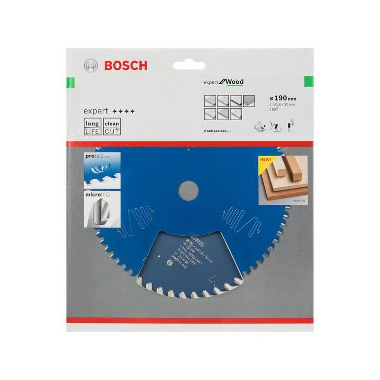 Bosch Kreissägeblatt Expert for Wood, 190 x 30 x 2,6 mm, 48 (2 608 644 049), image 