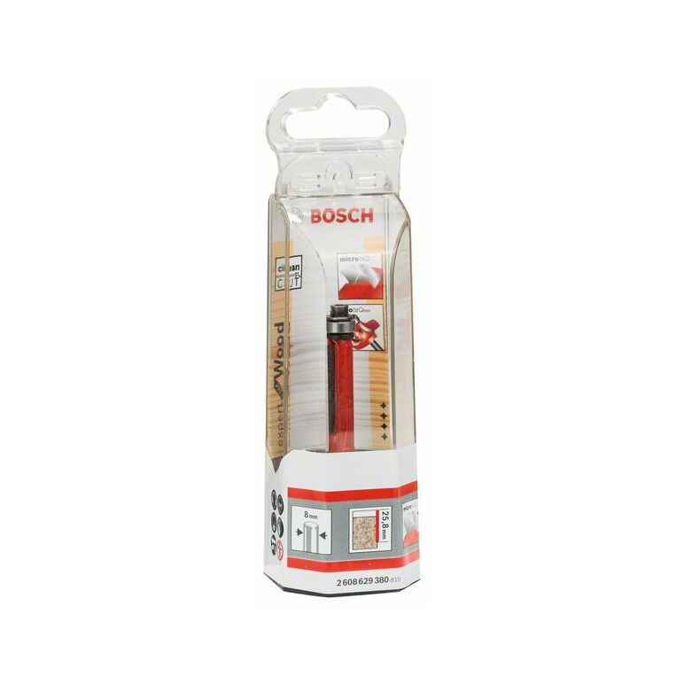 Bosch Bündigfräser Expert for Wood, 8 mm, D1 9,5 mm, L 25,8 mm, G 71,5 mm (2 608 629 380), image 