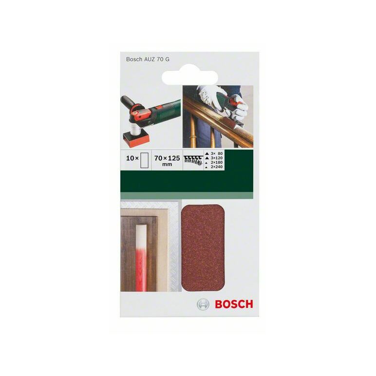 Bosch Schleifblatt-Set, 10-teilig, für AUZ 70 G, B: 70 x L: 125 mm, Körnung 80 - 240 (2 609 256 D33), image _ab__is.image_number.default