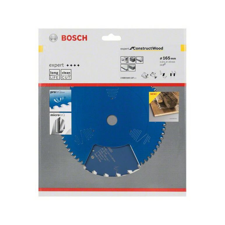 Bosch Kreissägeblatt Expert for Construct Wood, 165 x 20 x 2,0 mm, 24 (2 608 644 137), image 