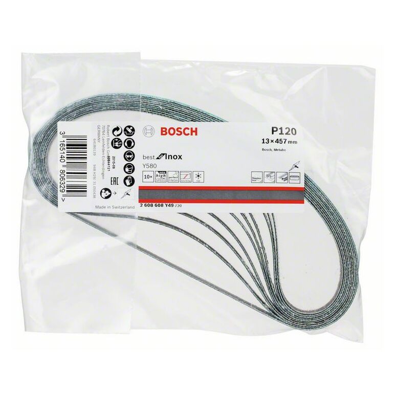 Bosch Schleifband Y580 Best for Inox, 13 x 457 mm, 120 (2 608 608 Y49), image _ab__is.image_number.default