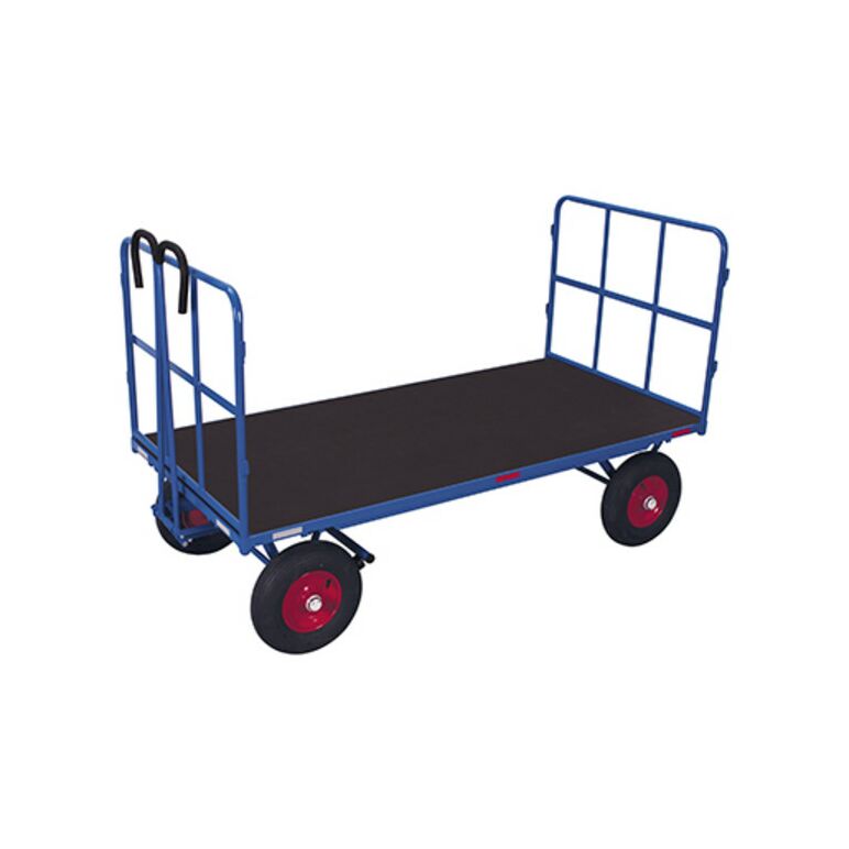 VARIOfit Handpritschenwagen mit 2 Rohrgitterwänden Vollgummibereifung 1.540 x 800 mm Traglast 1.000 kg, image 