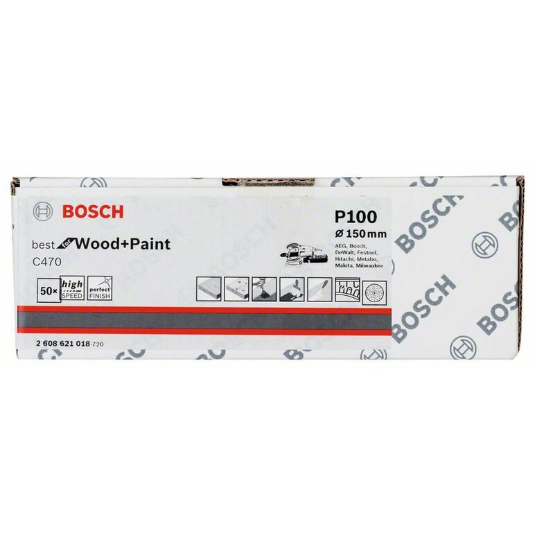 Bosch Schleifblatt C470, 150 mm, 100, Multilochung, Klett, 50er-Pack (2 608 621 018), image 