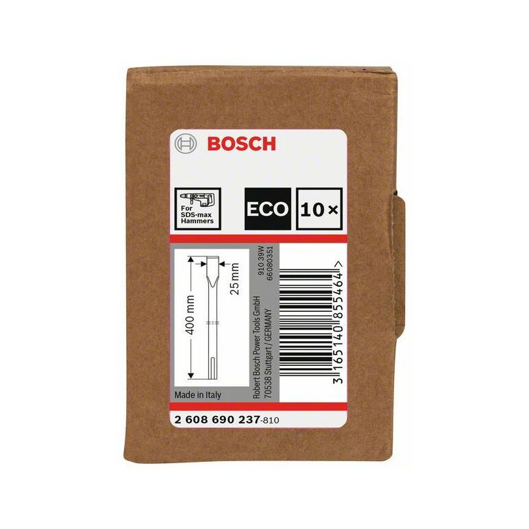 Bosch Flachmeißel mit SDS max-Aufnahme, 25 x 400 mm, 10er-Pack (2 608 690 237), image 