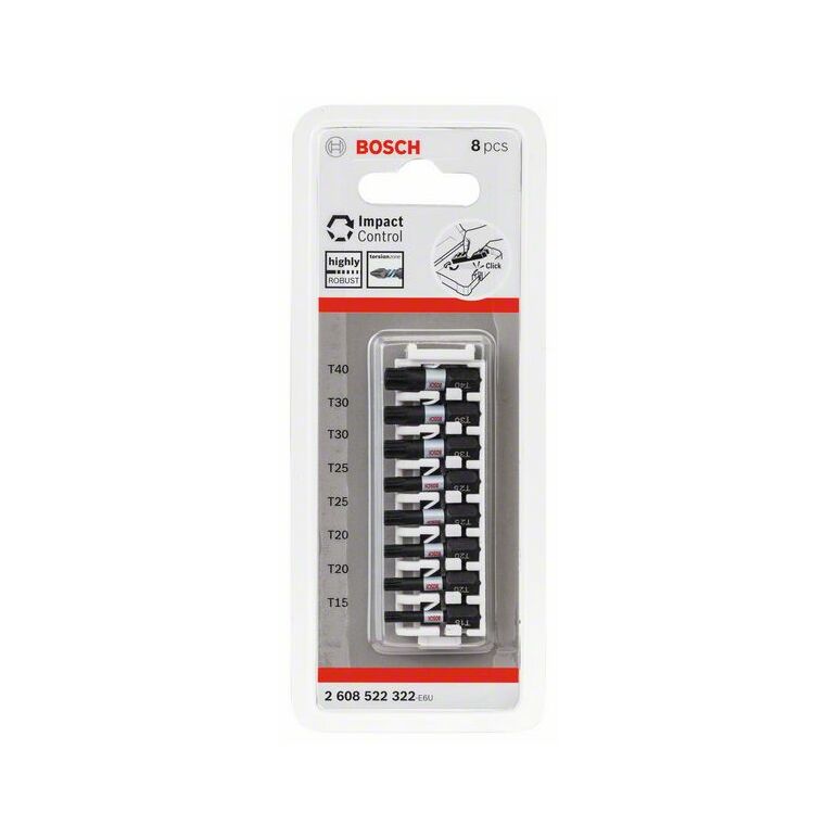 Bosch Schrauberbit-Set Impact Control, 8-teilig, 1 x T15, T40, 2x T20, T25, T30, 25 mm (2 608 522 322), image 