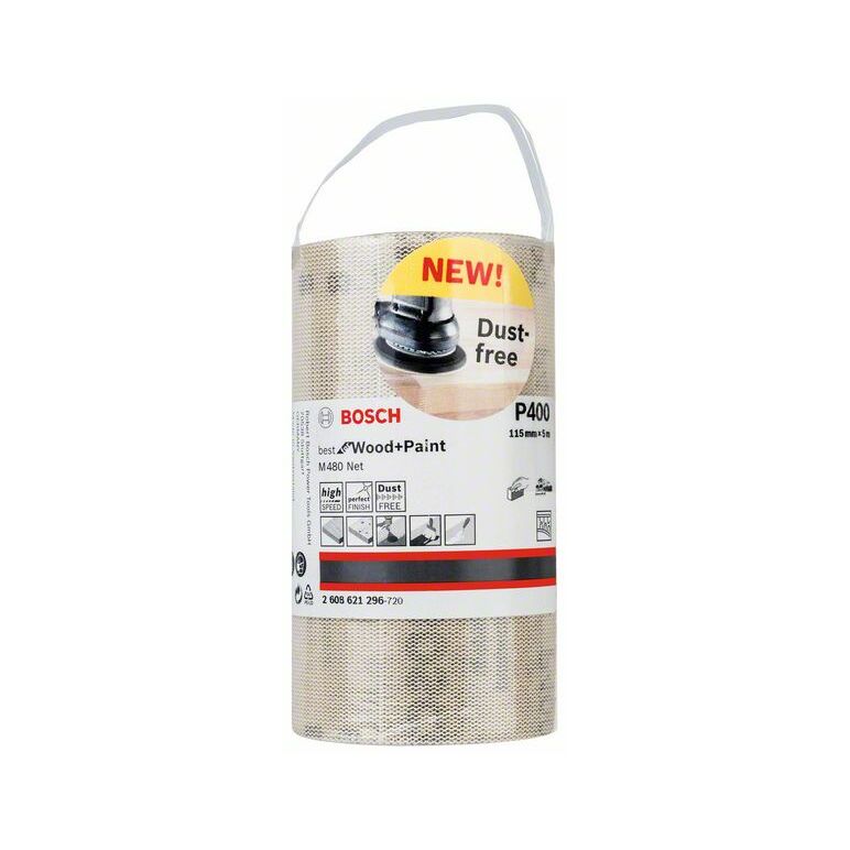 Bosch Schleifrolle M480 Net Best for Wood and Paint, 115 mm x 5 m, 400 (2 608 621 296), image _ab__is.image_number.default