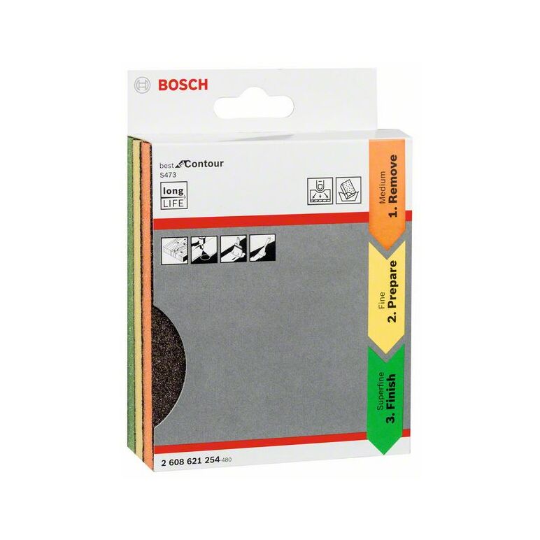 Bosch Schleifpad-Set Best for Contour, 3-teilig, 98 x 120 x 13 mm, M, F, SF (2 608 621 254), image 