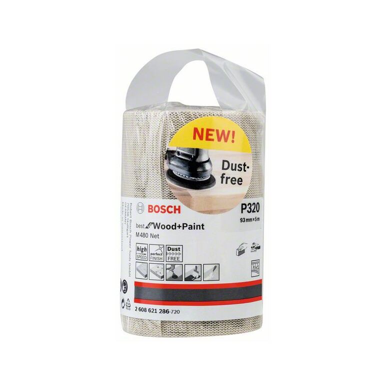 Bosch Schleifrolle M480 Net Best for Wood and Paint, 93 mm x 5 m, 320 (2 608 621 286), image _ab__is.image_number.default