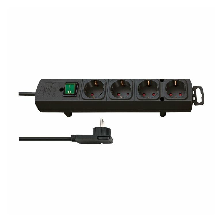 Brennenstuhl Comfort-Line Plus Steckdosenleiste mit Flachstecker 4-fach schwarz 2m H05VV-F 3G1,5, image 