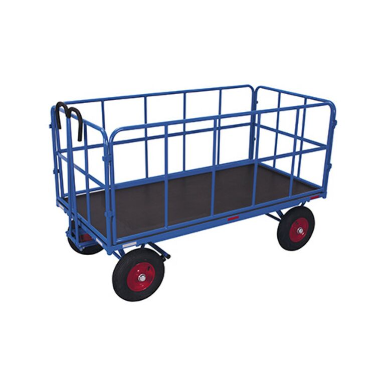 VARIOfit Handpritschenwagen mit 4 Rohrgitterwänden Vollgummibereifung 1.140 x 740 mm Traglast 1.000 kg, image 