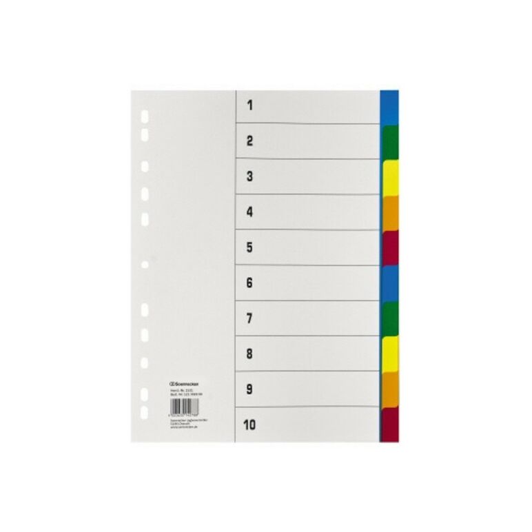 Soennecken Register 1531 DIN A4 blanko 10teilig PP farbig, image 