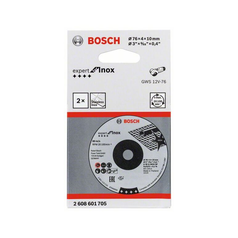 Bosch Schruppscheibe Expert for Inox A 30 Q INOX BF, 76 x 4 x 10 mm, 2 Stck (2 608 601 705), image 