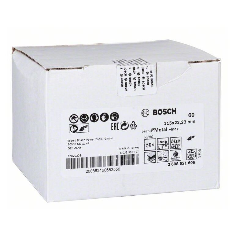 Bosch Fiberschleifscheibe R780 Best for Metal and Inox, 115 x 22,23 mm, 60 (2 608 621 606), image _ab__is.image_number.default