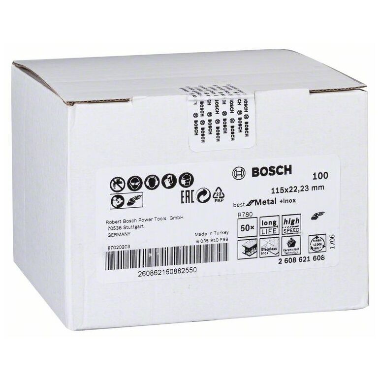 Bosch Fiberschleifscheibe R780 Best for Metal and Inox, 115 x 22,23 mm, 100 (2 608 621 608), image 