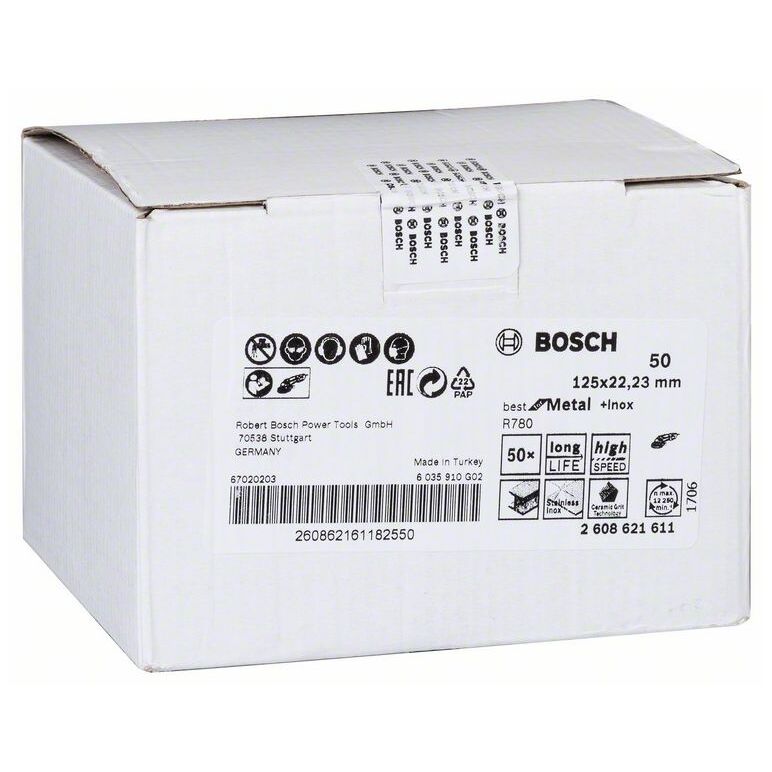 Bosch Fiberschleifscheibe R780 Best for Metal and Inox, 125 x 22,23 mm, 50 (2 608 621 611), image _ab__is.image_number.default