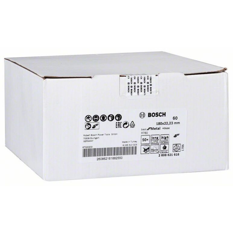 Bosch Fiberschleifscheibe R780 Best for Metal and Inox, 180 x 22,23 mm, 60 (2 608 621 618), image 