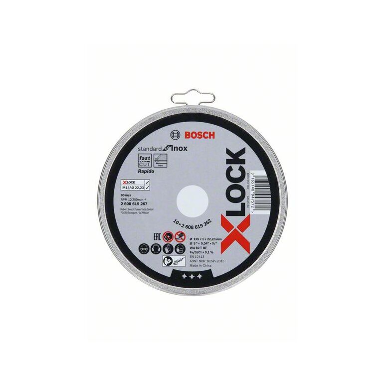 Bosch Trennscheibe X-LOCK gerade Standard for Inox WA 60 T BF, 125 x 1 mm, 1er-Pack (2 608 619 262), image _ab__is.image_number.default